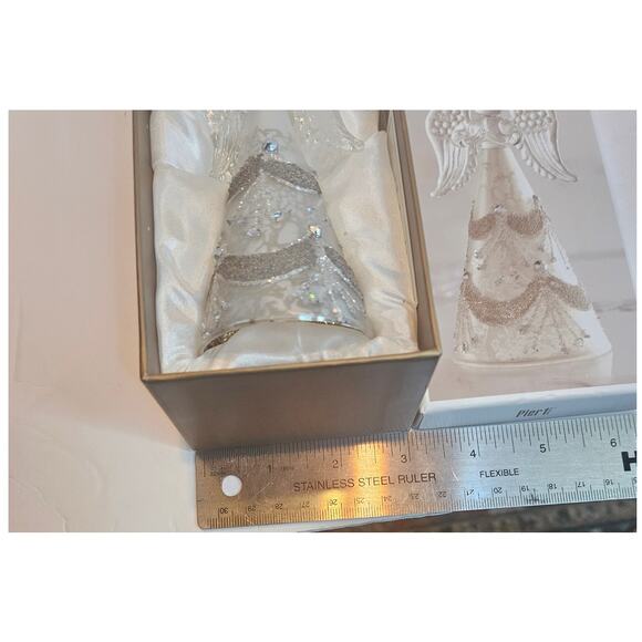 Pier 1 Angel Glass Angel Glittery dress Clear & Metal with Box, Satin lining - Picture 8 of 8